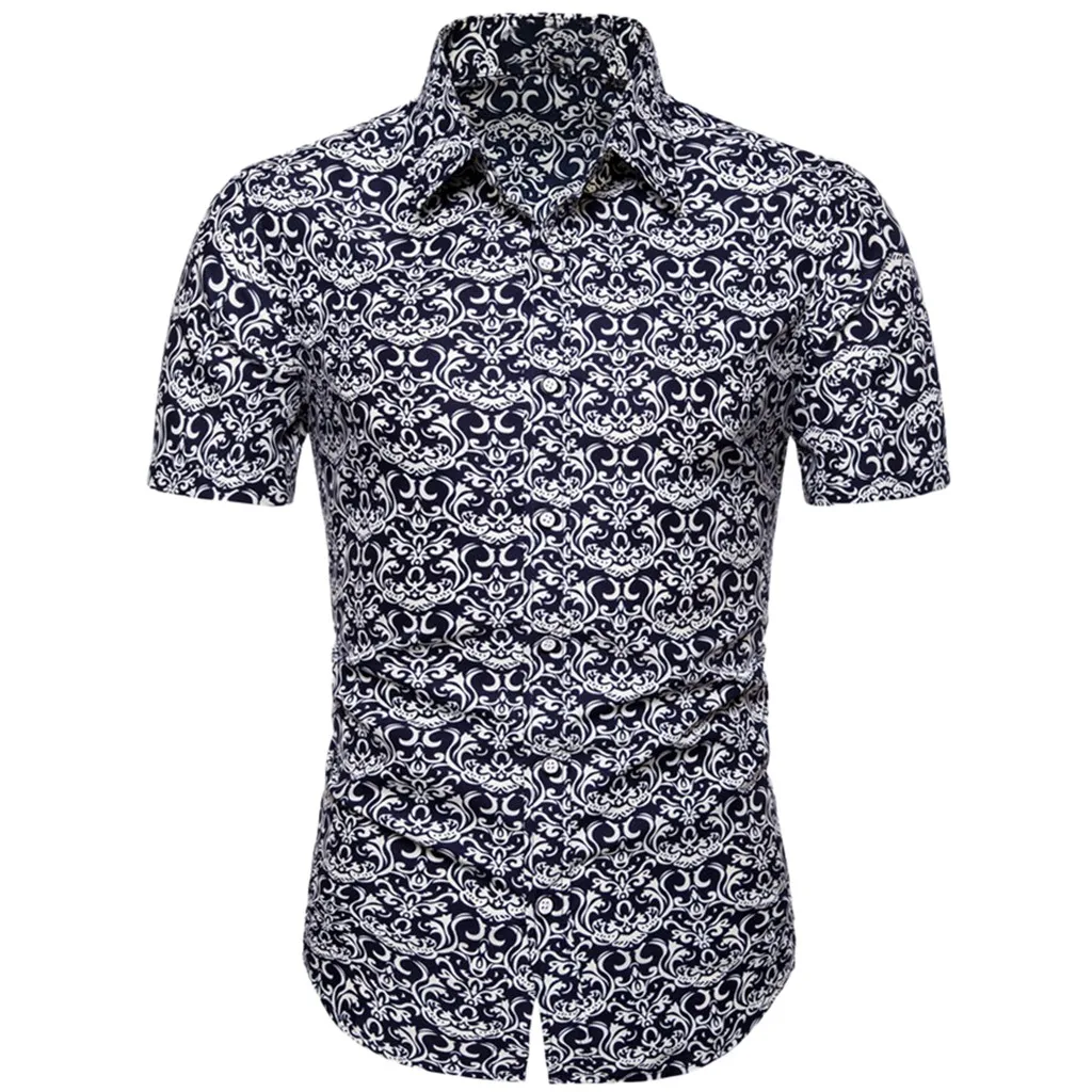 Рубашка camisa masculina мужские рубашки chemise homme уличная гавайская рубашка с коротким рукавом и принтом на воротнике рубашка мужская Z4