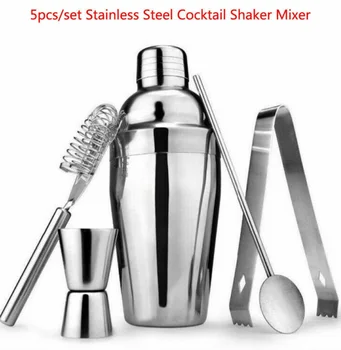 

1 Set/5 PCS 350 ML Cocktail Shaker Mixer Stainless Steel Bartender Mixing Kits Martini Tool Universal Bar Sets Barwares