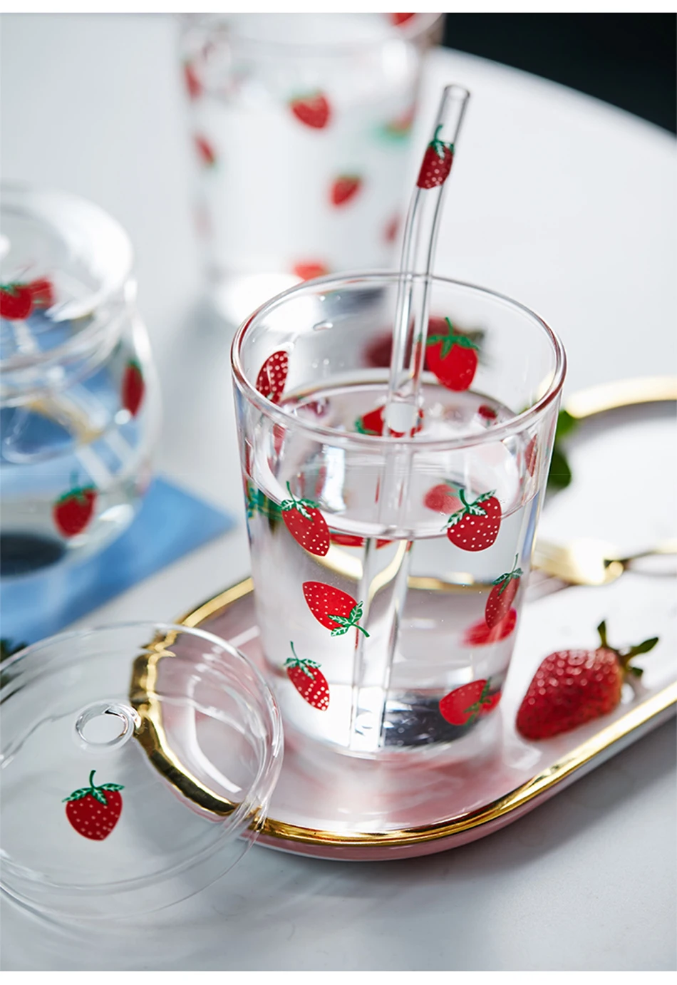 Kawaii Glass Strawberry Juice Cup - Limited Edition