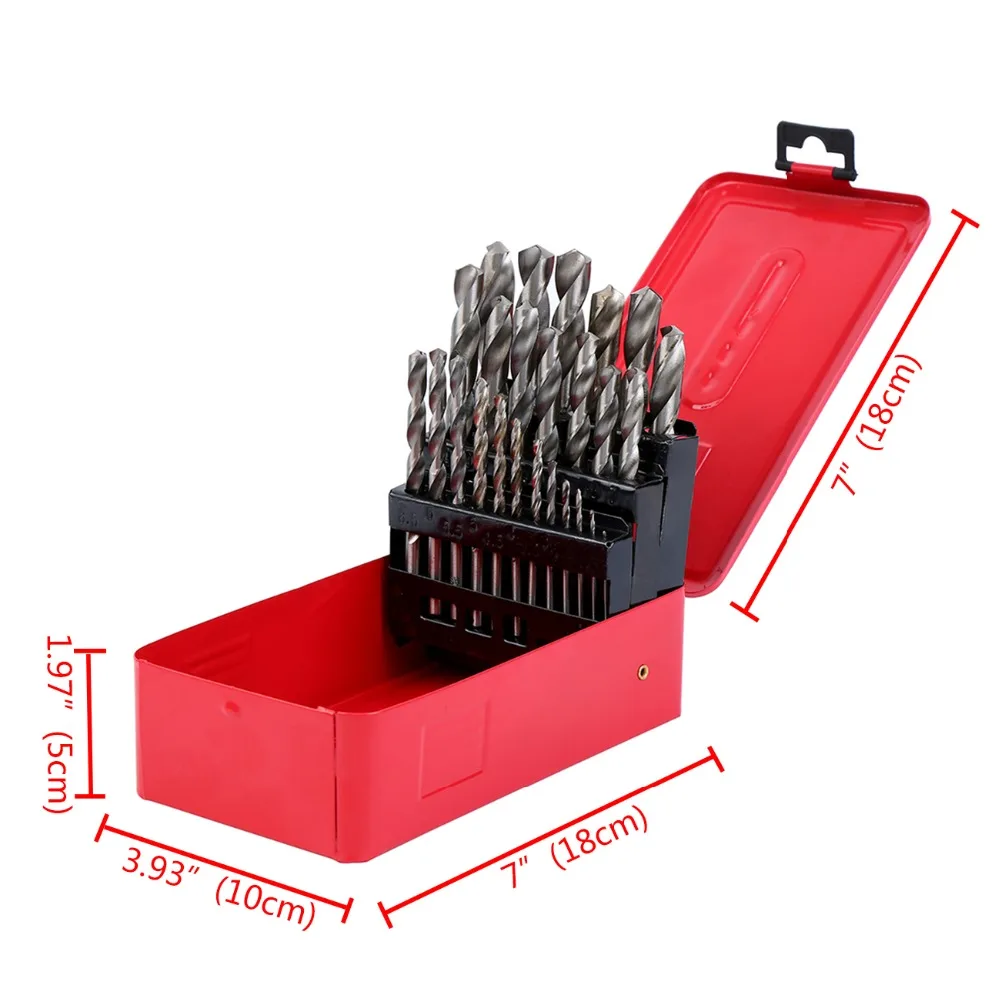 Ladieshow 25Pcs Twist Drill Bit M35 Cobalt Steel Straight Shank for HSS Stainless Steel Plate 1‑13mm Double Relief angle Design Ladieshow 25Pcs Twist Drill Bit M35 Cobalt Steel Straight Shank for HSS Stainless Steel Plate 1‑13mm Double Relief angle Design