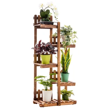 

Solid wood indoor plant stand 5 layers floor flower stand wood shelves balcony garden stand planter