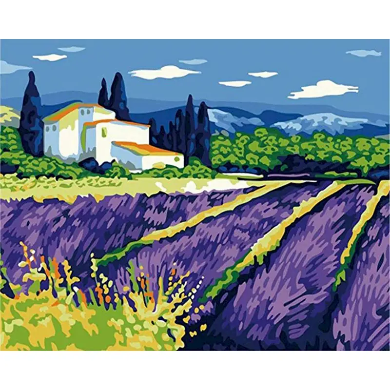 

SELILALI Lavender Field Painting By Numbers Kits For Adults Handpainted 60x75cm Diy Framed On Canvas Acrylic Paint Drawing Art