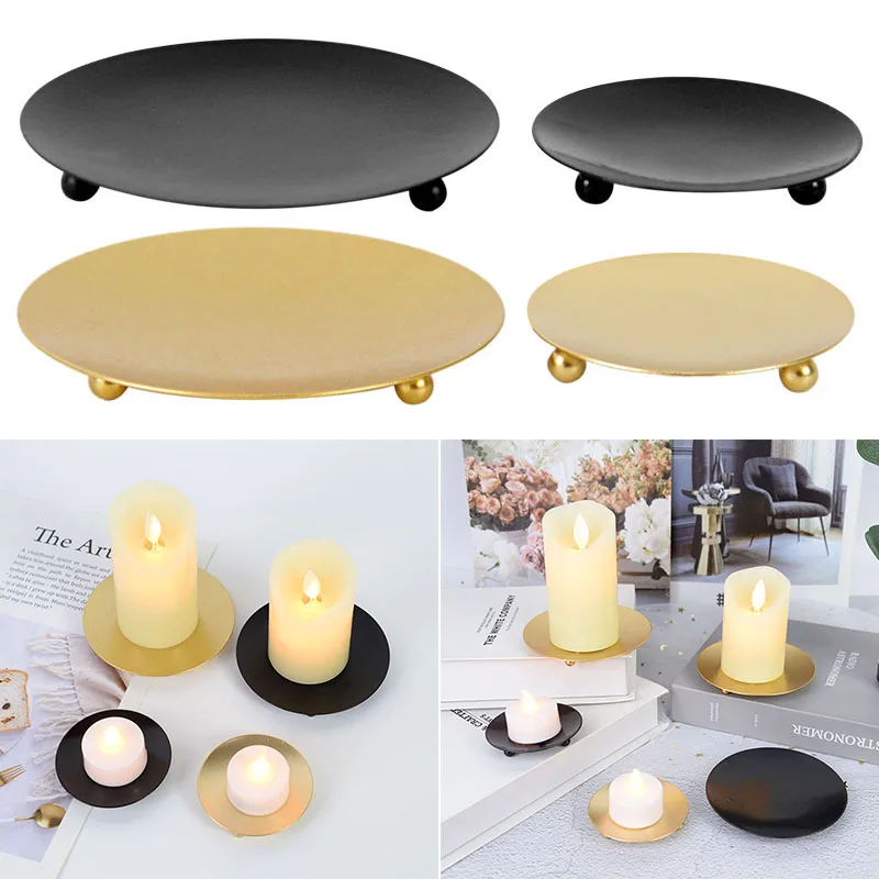 1PCS Round Candle Aromatherapy Iron Tray Jewelry Storage Tray Birthday Wedding Party Decoration Home Bedroom Desktop Decoration