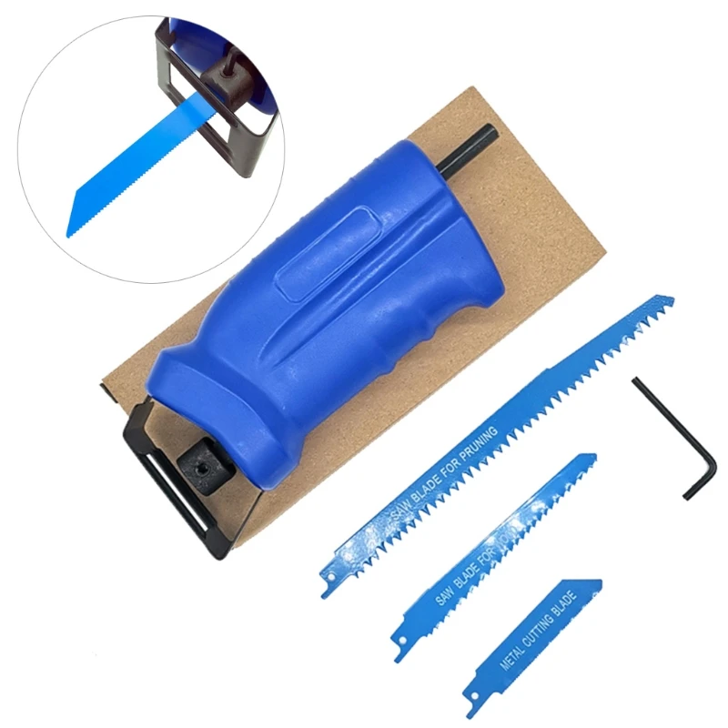 Short Sleeve Cotton T-shirt Embroidered Loose ?Reciprocating Saw Adapter Metal Wood Cutting Tool Electric Drill Attachment With 3 Blades for Cordless Power Drill
