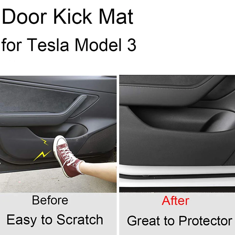 Для Tesla модель 3 двери анти-удар коврик кожа матовый черный протектор(4 шт./компл.) Аксессуары для салона автомобиля