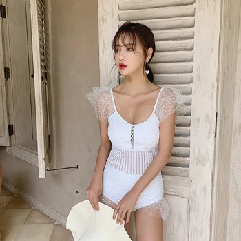 

Swimsuits Women 2019 Indoor Swimsuit Swimwear Large Size Bathing Suits Woman Sexy Korean Lovely Solid Cotton Sierra Surfer One