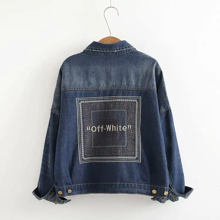

2018 Western Style Early Spring WOMEN'S Dress New Style Back Embroidered Women's Loose-Fit Jeans Coat