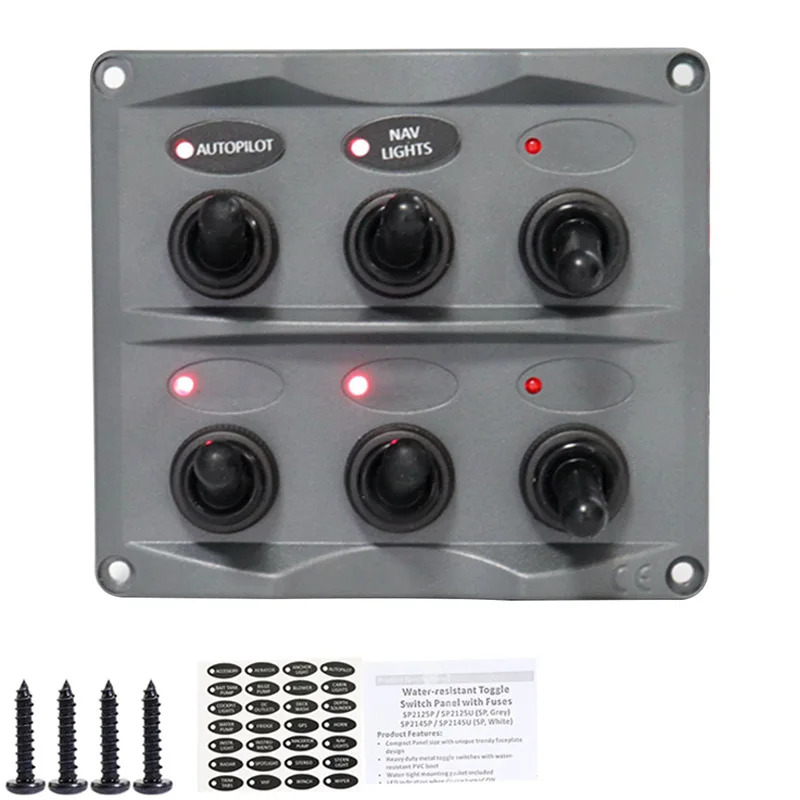 

Cross Border for Car Caravan Marine 6-bit Switch Breadboard Toggle Switch Identity Adhesive Paper Low Voltage Switch