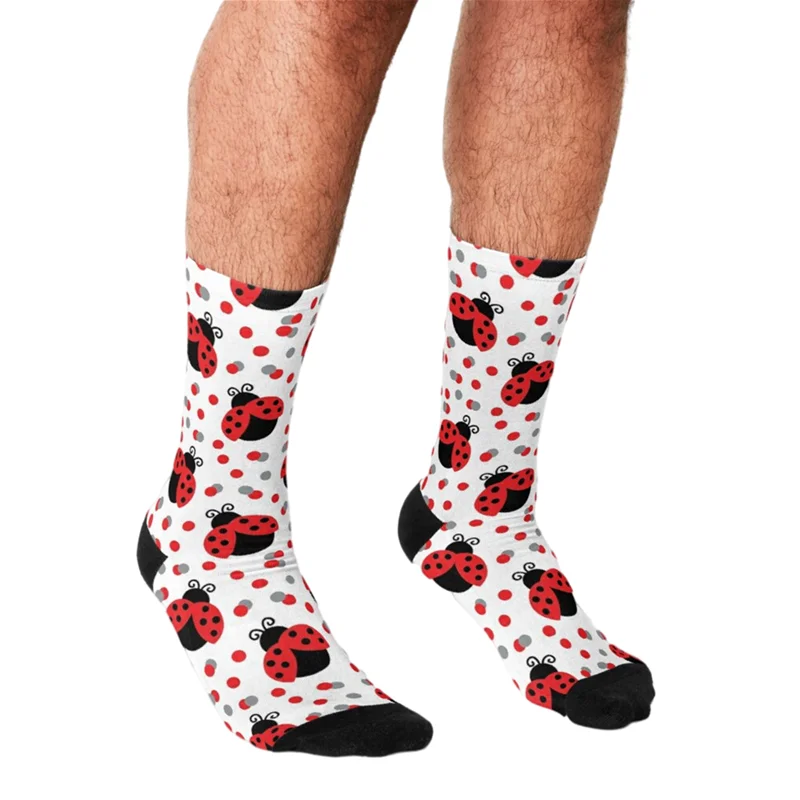 Funny Men's socks Cute ladybug nature animals Printed hip hop Men Happy Socks cute boys street style Crazy for men | Мужская одежда