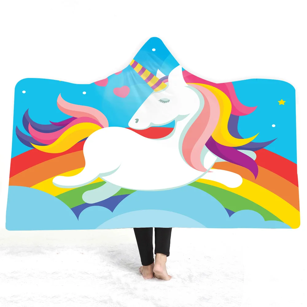 

Magic Cloak Hooded Mantle Blanket Adult Children Hat Double Layer Plush Blanket Unicorn