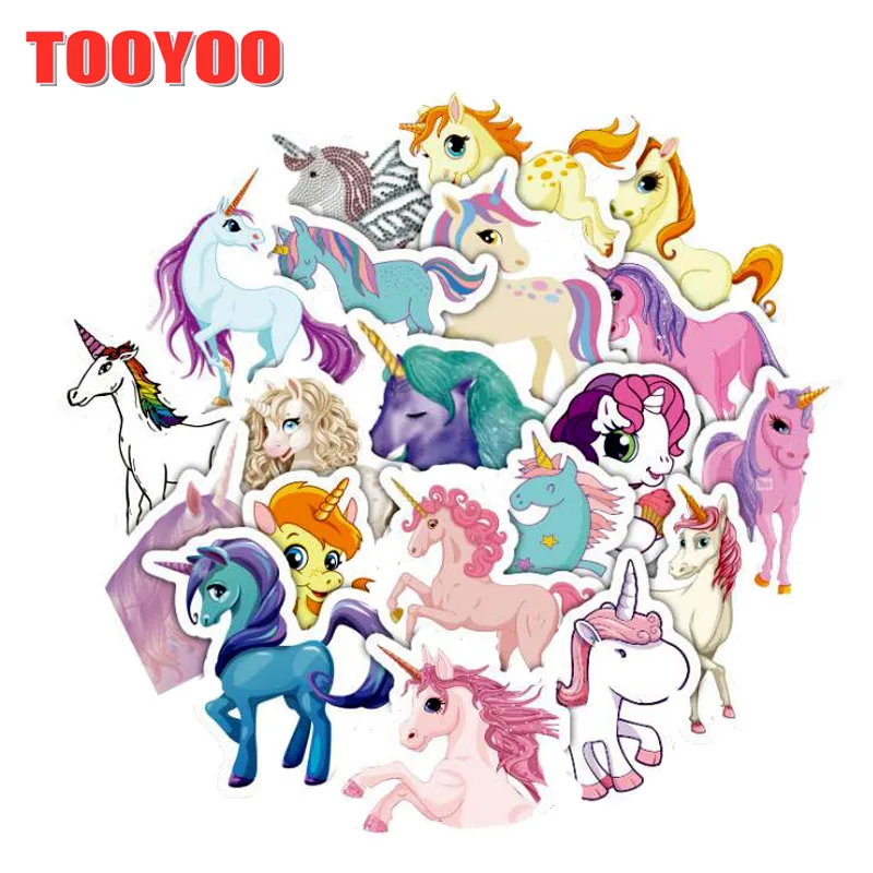 32pcs/lot Waterproof Pink Horse Girls Fun Sticker DIY Toys Stickers For Luggage Moto Car & Suitcase Scrapbook Laptop