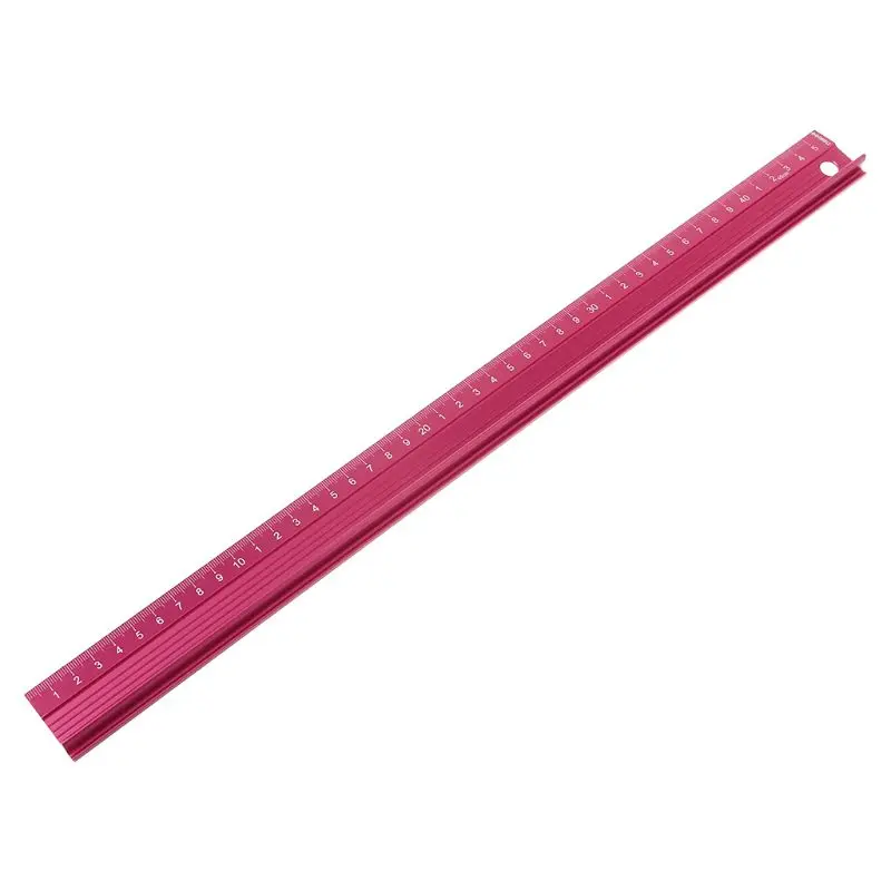 Профессиональный Алюминий сплав прямая Линейка защитный Весы измерения инженеров инструмент для рисования 20 Вт, 30 Вт, 45 см LX9A - Цвет: red 45cm