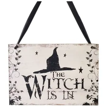 

Crafts Halloween Witch Hat Wooden Ghost Festival Carnival Night Decorative Hanging Plate