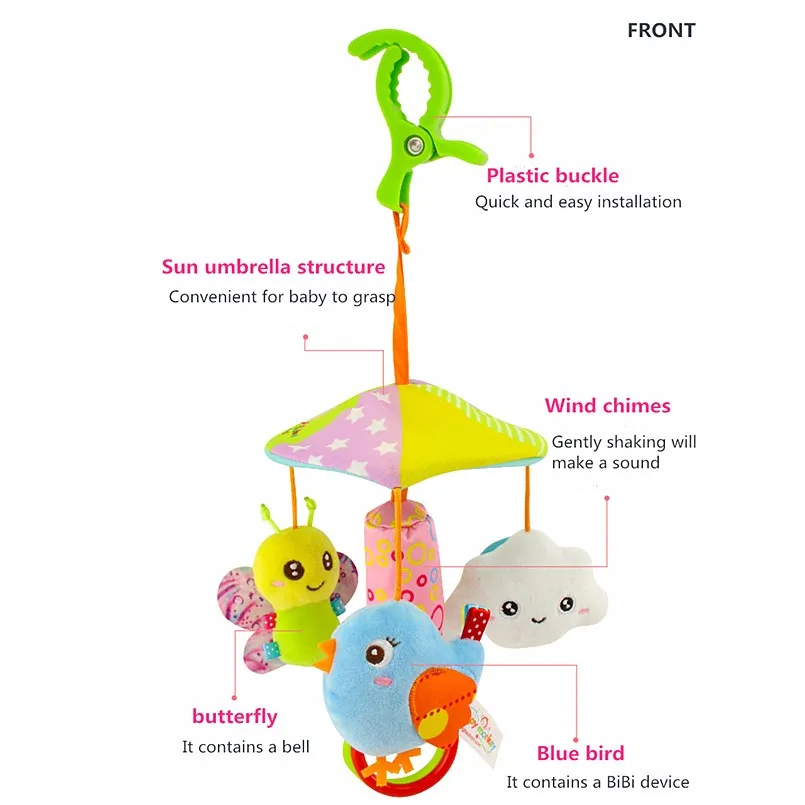 Детская кроватка для младенца игрушки мультфильм кровать висячая мягкая коляска для малыша милые плюшевые игрушки Погремушка в виде животного, вращающийся колокольчик ветра