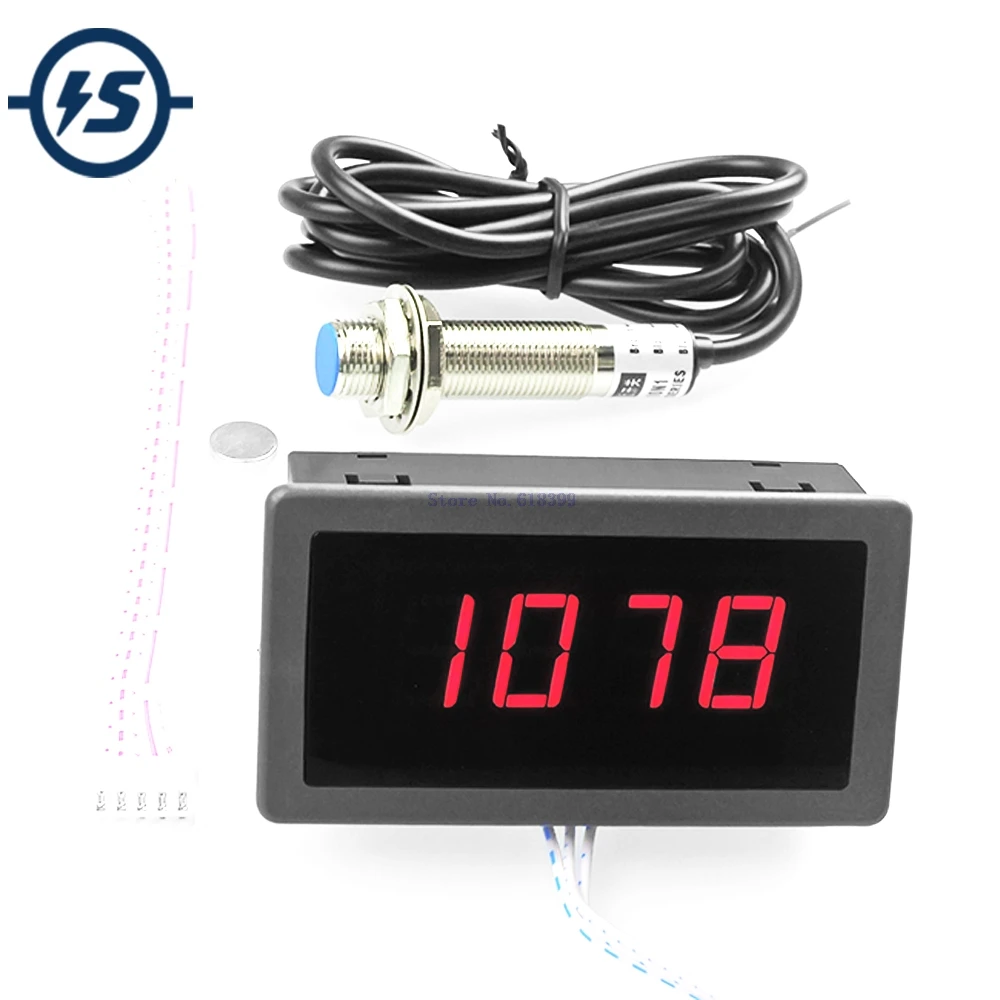 

A7-- 4 Bit DC 8-24V Digital LED Tachometer RPM Speed Meter+Hall Proximity Switch Sensor 40mA Measuring Range 10-9999RPM