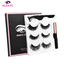 3d 25mm Long Mink Eye Lashes Magnetic False Eyelashes And Eyeliner Set Natural Fake Eyelash Extention Supplies Wispy Lashes Kit