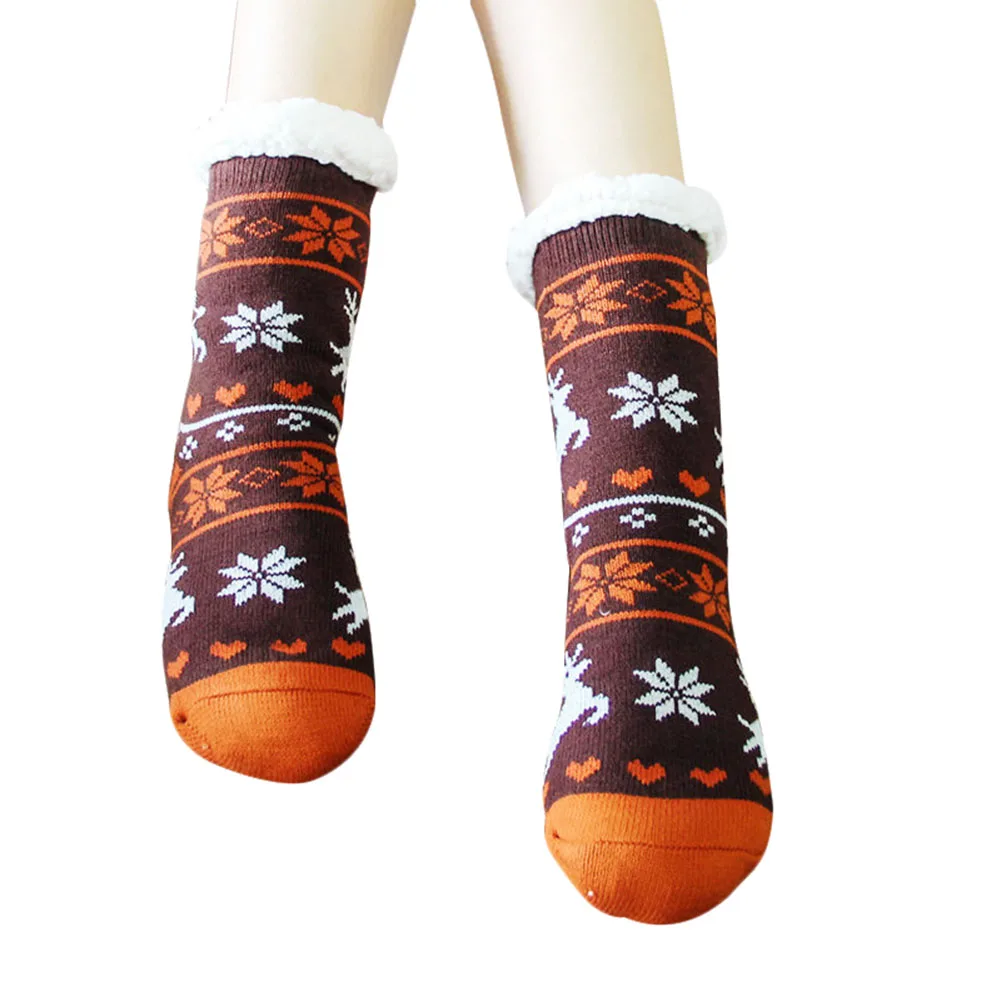 Deer Brown Очень теплые флисовые домашние носки, эластичные, удобные, плотные, для зимы, для дома, офиса, CUN 668 - Цвет: Deer Brown