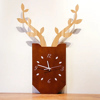 Nordic Creative Antler Wall Clock Living Room Mute Clock Personality Fashion Watch Modern Minimalist Atmosphere Home Clock - Цвет: Серый