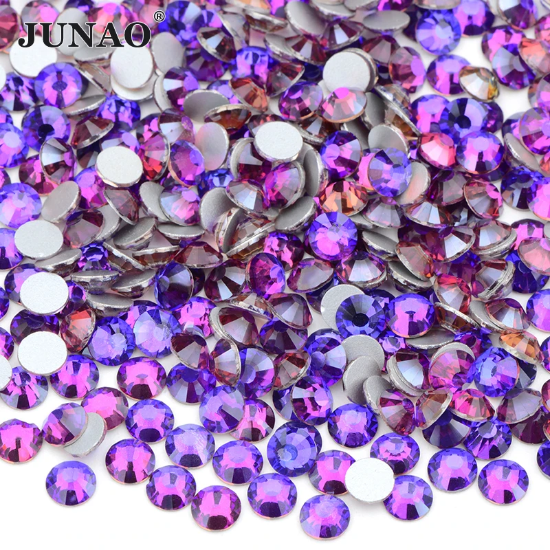 sewing material fabric JUNAO Wholesale ss6 ss8 ss10 ss12 ss16 ss20 ss30 Transparent AB Glass Flatback Rhinestone Non Hot Fix Strass Nail Crystal Stones sewing supply near me