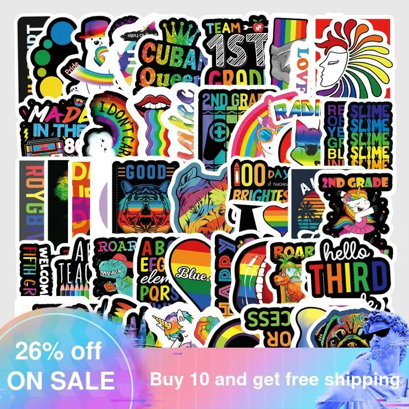 

54pcs Cartoon Color Series Waterproof Girl Stickers Skateboard Suitcase Guitar Graffiti DIY Sticker Children Classic Toy