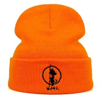 

Embroidery Dragon Ball Beanie Hat Women Men Knitted Warm Winter Hats For Women Men Solid Hip-hop Casual Cuffed Beanies Bonnet