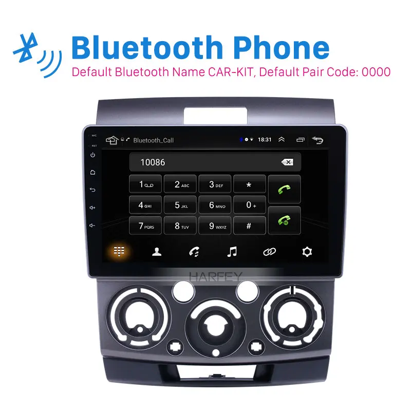Perfect Harfey Car Multimedia Player 9" Android 8.1 GPS Radio for 2006-2010 Ford Everest/Ranger Mazda BT-50 Stereo support Carplay TPMS 1