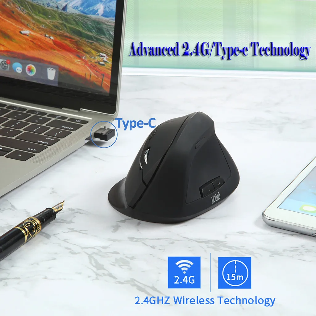 Bluetooth мышь Оптоэлектроника type-C Вертикальная беспроводная мышь эргономичная 2,4G USB Беспроводная мышь для ноутбука zz6