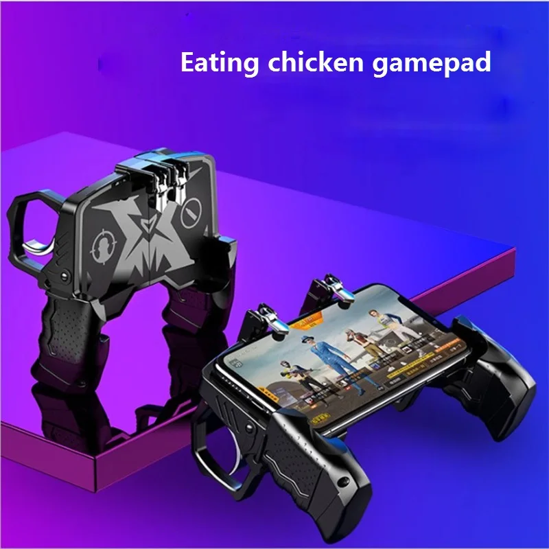 

K21 Game Handle for PUGB Helper 4 Finger Ergonomic Grip Linkage Fast Shooting Button Controller Mobile Phone Universal Gamepad