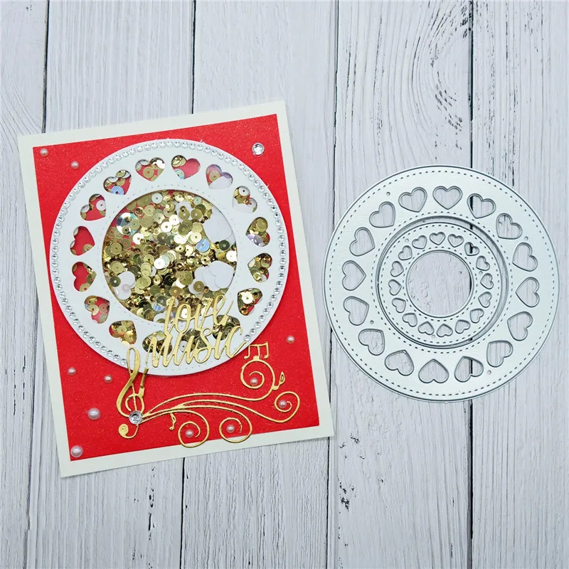 

Eastshape Nested Stitched Heart Round Frame Metal Cutting Dies DIY Etched Dies Craft Paper Card Making Scrapbooking Embossing