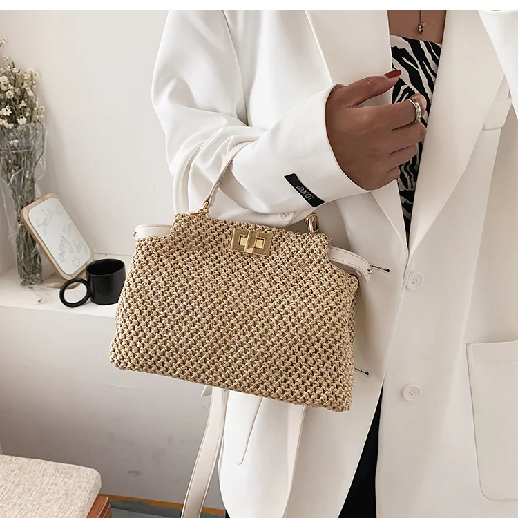 Designer Straw Crossbody Bag