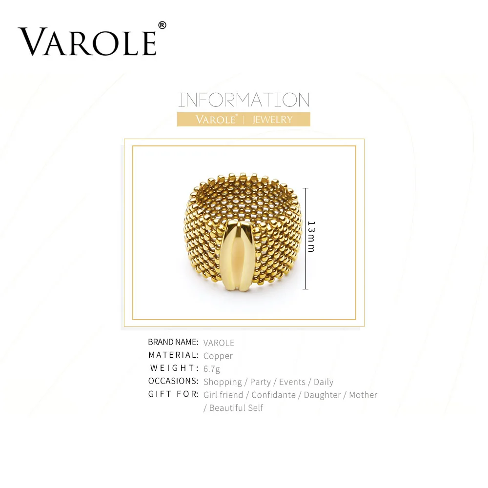 VAROLE Beads Rings For Women Gold Color Elegant Ring Friends Gifts Fashion Jewelry Anillos Mujer 3
