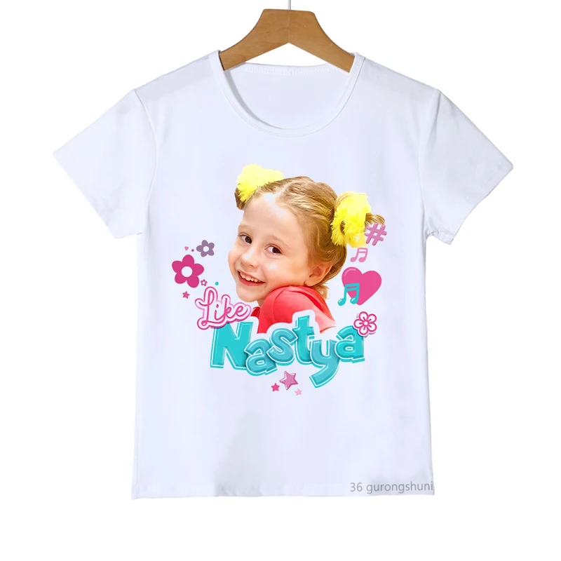 Kawaii Girls T-Shirts Cute Nastya Cartoon Print Girls Clothes Summer Kids T Shirts Fashion Baby Tshirt White Camisole Shirt Tops children's t shirt design	 Tops & Tees