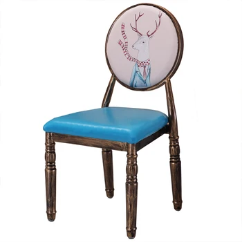

European Retro Chair, Modern Simple Creative Dining Chair, Iron Art, American Makeup Chair, Manicure Shop, Stool, Back Chair