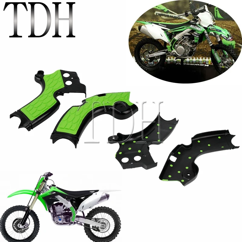 Защитные крышки для мотокросса X-Grip для Kawasaki KX250 KXF250 KX250F- защита рамы для грязного велосипеда черный и зеленый