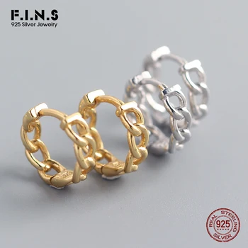 

F.I.N.S INS Link Chain S925 Sterling Silver Earring Hoops Round Ear Buckle Prevent Allergy Korean Fashion Silver 925 Jewelry