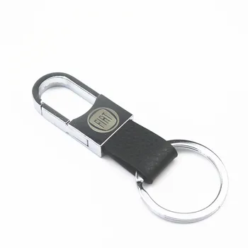 

Car Styling 3D Metal+Leather Emblem Car Key Ring Keychain Key Holder For Fiat Panda Bravo Punto Linea Croma 500 595