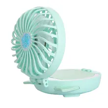 Ручной зеркальный вентилятор для макияжа, работающий 100 минут, мини портативный ручной вентилятор, работающий от USB аккумулятора, заряжающий воздушный охладитель для девушки на открытом воздухе