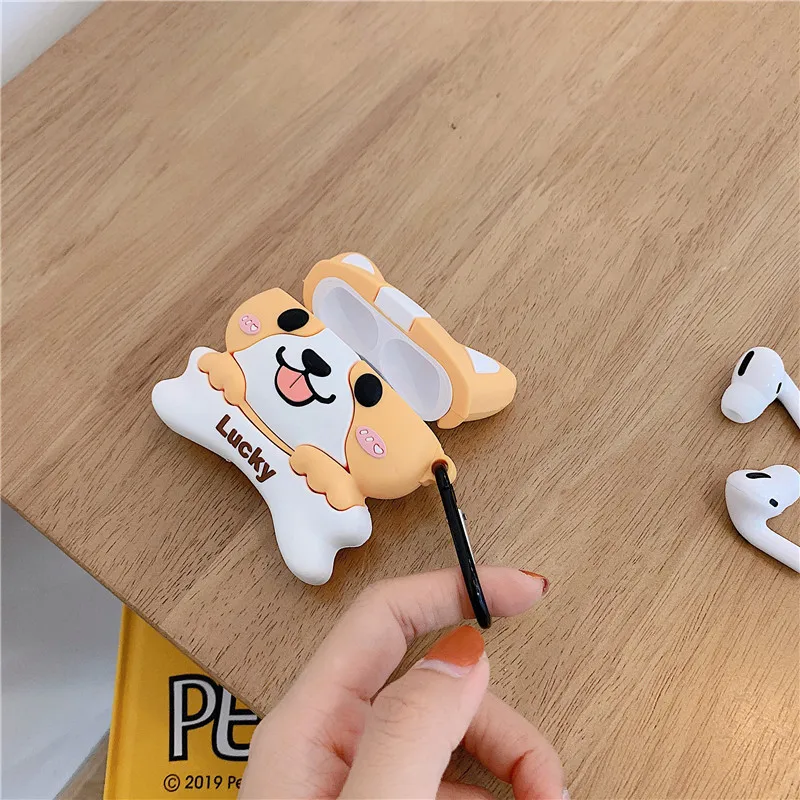 For Apple AirPods Corgi Puppy Earpods Case 3D Cute Cartoon Shiba Inu Dog  Wireless Earphone Headphone Box Cover for Airpods 2