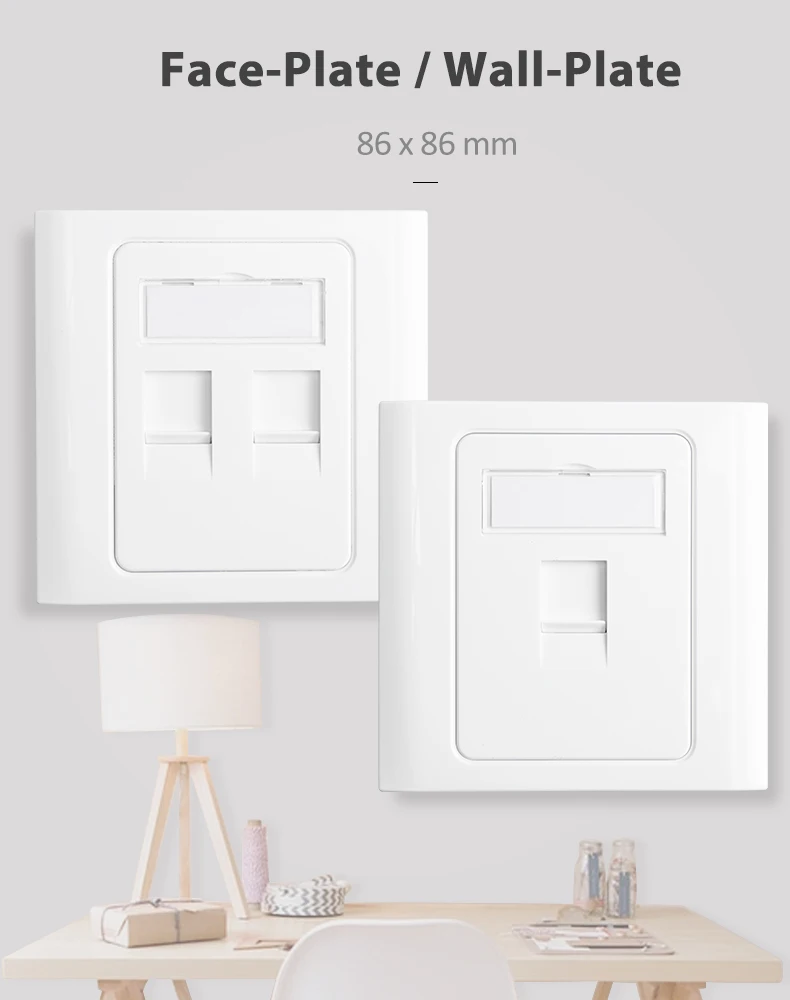Upgrade Your Connectivity: Dual Port Wall Plate for RJ11, RJ12, RJ45 Keystone Jacks - 86x86mm Description Image.This Product Can Be Found With The Tag Names Computer Cables Connecting, Computer Peripherals, PC Hardware Cables Adapters, Single port
