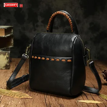 

2020 New Leather Handbags Women's Bag Shoulder Messenger Bag Vertical Small Bags Wild Cowhide Leather Fashion Simple Female Soft