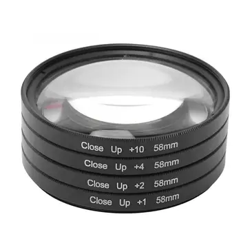 

4Pcs/set Macro Close Up Lens Filter +1 +2 +4 +10 Optical Glass Camera Filter 58mm for Canon/Nikon/Sony DSLR Cameras
