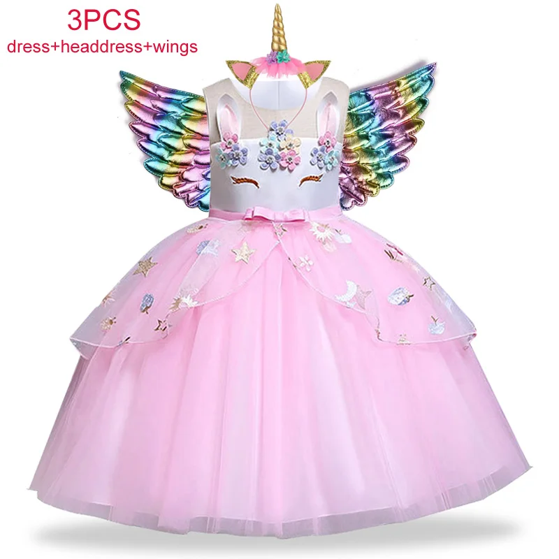 Carnival Unicorn Dress Easter Princess Dress Kids Dresses For Girls Costume Children Birthday Dress Wedding Dress Vestidos 2-10