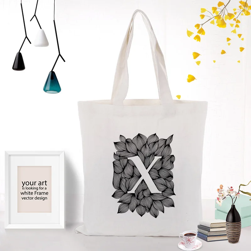 Холщовая Сумка-тоут с буквенным принтом на заказ текстовый логотип DIY Экологичная многоразовая Для Покупок Сумка для ежедневного использования художественная сумка с надписью