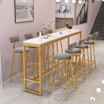 

Customized Nordic Iron Bar Chair Modern Simple Home Back Dining Chair High Stool Coffee Bar Chair Bar Stool