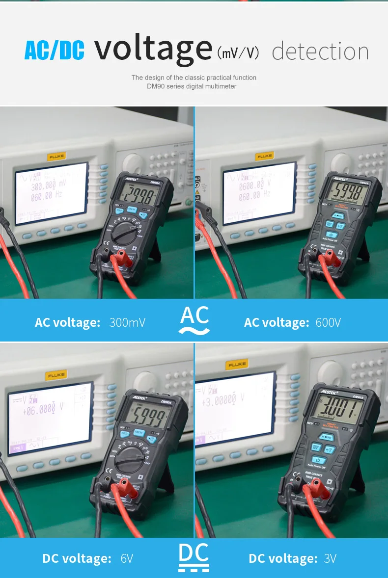 MESTEK Интеллектуальный мультиметр DM90A/DM90S Высокоскоростной автоматический умный мультиметр анти-сжигание NCV True RMS Digital Multimetro