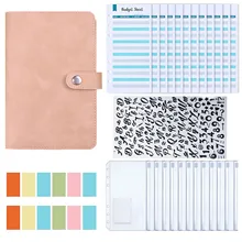 

A6 Soft Pu Cover Budget Binder 12pcs Packets 12pcs Budget Sheets 1pc Stickers 1pc Lable Diary Agenda Planner School Stationery