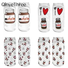 Женские Забавные милые носки с 3d принтом, белые носки с изображением nutella, носки унисекс с рисунком кота, единорога, рождественский подарок, носки, Прямая поставка