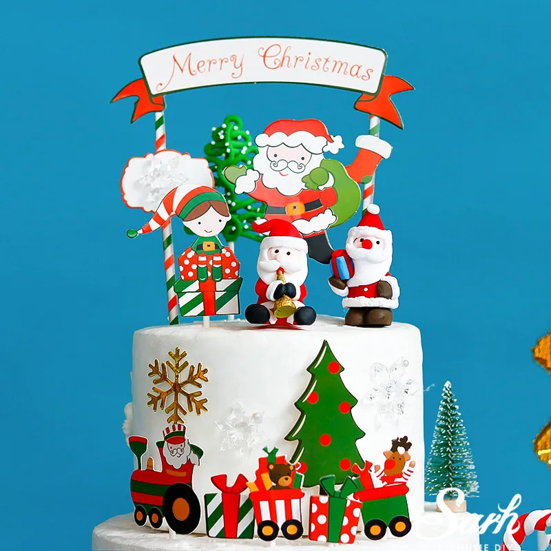 Merry Christmas Tree Arch Cake Topper for Xmas Party Supplies Snowman Santa Claus Decoration Baby Shower Baking Kid Love Gifts