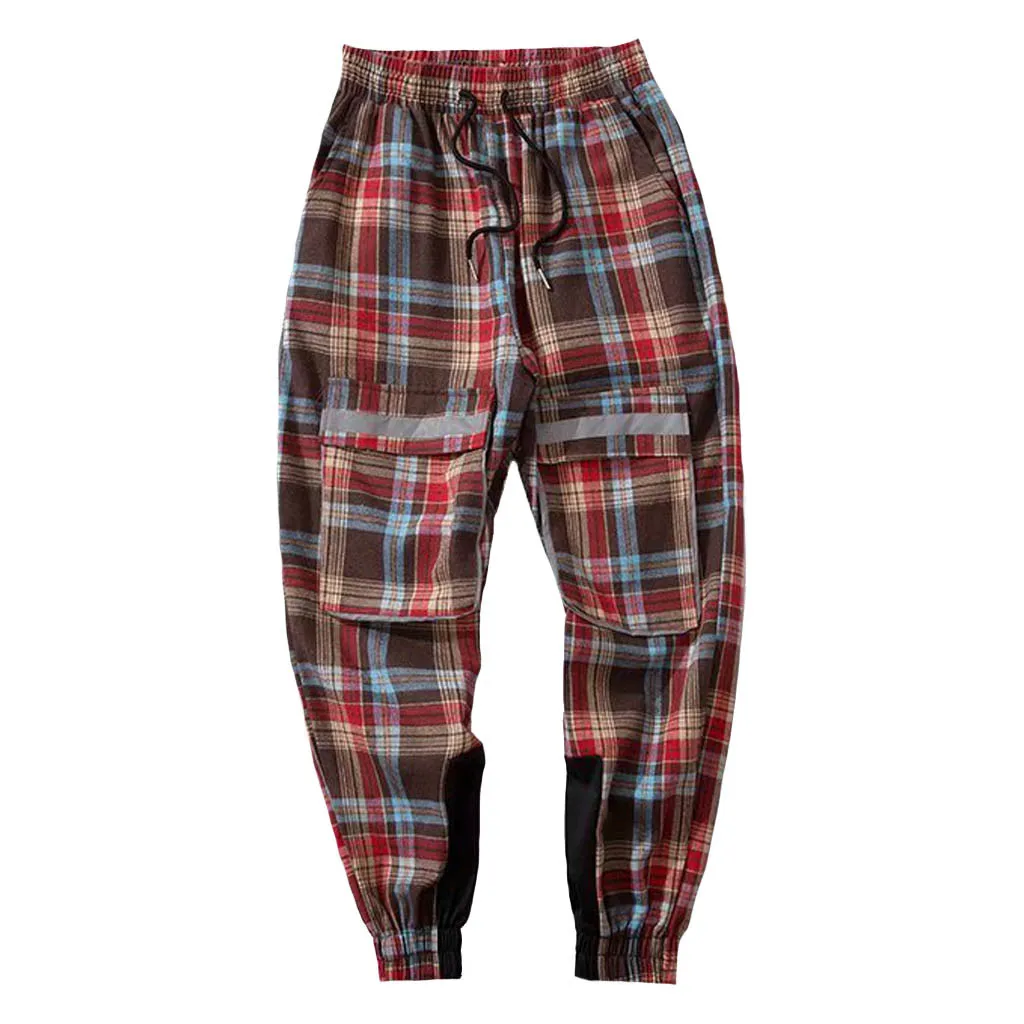 Vogue Модные мужские повседневные клетчатые спортивные брюки с карманами, свободные стильные мужские спортивные штаны, дышащие и впитывающие пот