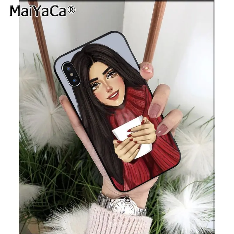 MaiYaCa Арабский исламский милый девочка мама сын мягкий, силиконовый, из ТПУ черный чехол для телефона для iPhone 6S 6plus 7 7plus 8 8Plus X Xs MAX 5 5S XR - Цвет: A6